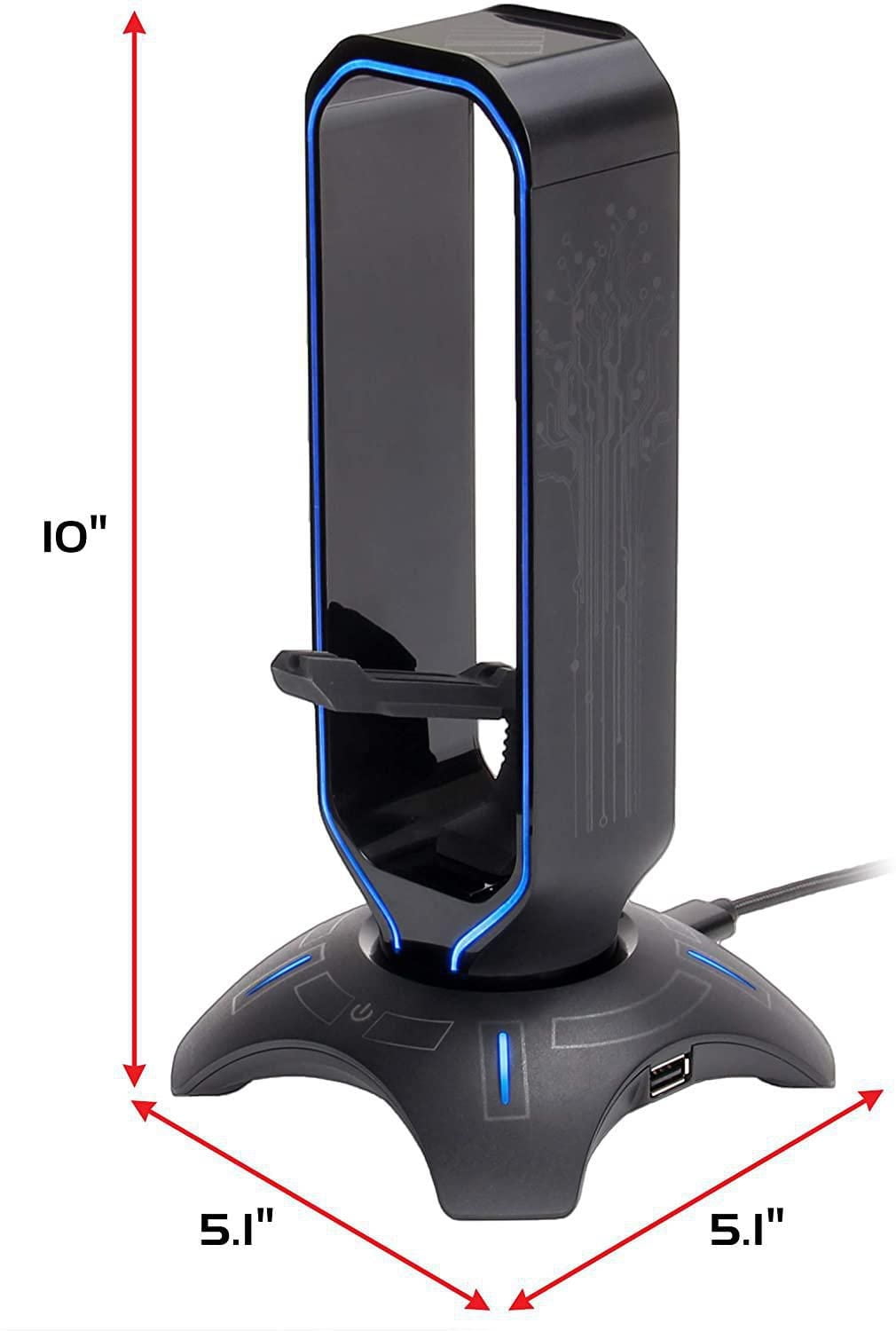 ENHANCE Gaming Headset Stand - LED Headphone Hanger with Mouse Bungee and 2 Port USB Hub