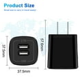 thumbnail image 3 of USB Wall Charger Block,ABCPOW 2.1A Dual Port USB Charger Block with 2PACK Android Phone Charging Cord Type C Cable USB C Charging Cables 6ft10ft USB Brick Charger Box Fast Charging Block,Black, 3 of 7