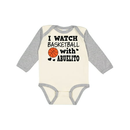 

Inktastic I Watch Basketball with Abuelito Gift Baby Boy Long Sleeve Bodysuit
