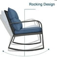 thumbnail image 5 of Wallowsun 3 Pieces Patio Bistro Set Outdoor Rocking Chair w Blue Cushion for Yard Garden Poolside, 5 of 9