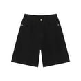 thumbnail image 3 of XUELUO Mens Shorts Summer Solid Color Denim Straight Leg Loose Casual Vintage Jean Shorts Streetwear,Black,XXL, 3 of 7
