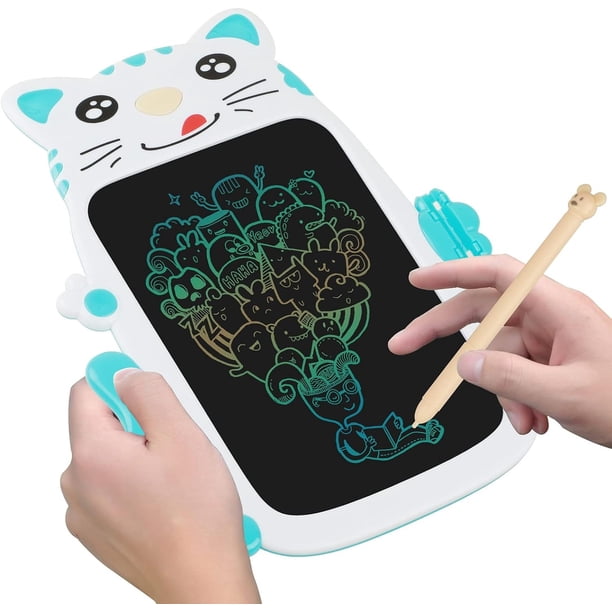 Tableta de escritura LCD, tablero de escritura a mano con pantalla colorida de 8,5 pulgadas, almohadilla de pintura de dibujo de grafiti reutilizable, dibujos animados de gato Digital