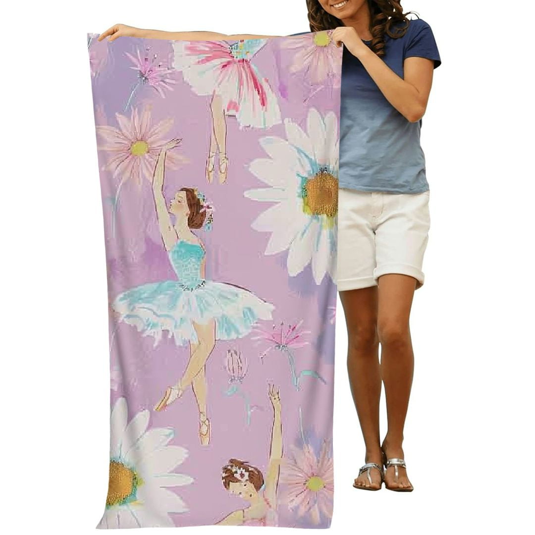 PHYHOO Dance Dancer Oversized Quick Dry Microfiber Beach Towel Beautiful Girl Lightweight Sand Free Towel Super Soft &amp; Absorbent for Travel Swimming Sports 30x60in