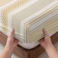 thumbnail image 3 of King Size Fitted Sheet Set - Farmhouse Stripe 3 Piece Bedding Sets 16" Deep Pocket Fitted Sheet with 2 Pillowcases, Boho Country Vintage Yellow Striped Brushed Microfiber Hotel Luxury Bed Sheets, 3 of 9