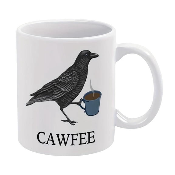 Cawfee Mug 11oz Ceramic Coffee Cup with Cute Crow Design Coffee Lovers and as a Friends and Family
