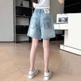 thumbnail image 6 of LRen Girls Ripped Jean Shorts High Waisted Straight Leg Denim Cute Jean Shorts with Pockets & Frayed Hem 4-14Y, 6 of 9