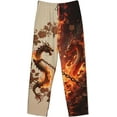 thumbnail image 3 of Dragon Print Men's Polyester Full-width print Lounge Pants, Soft & Lightweight Sleepwear Pajama Pants for Home, 3 of 8