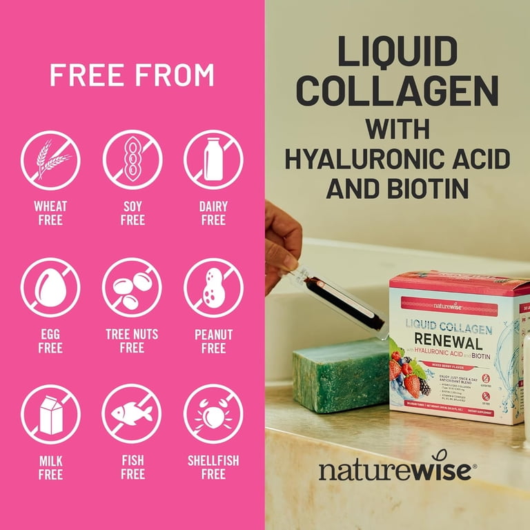 NatureWise Liquid Collagen with Biotin Vitamins Hyaluronic Acid