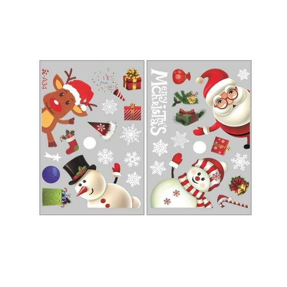 BNNG Christmas Window Clings Christmas Window Decorations Xmas Window Flakes Christmas Decals for Home Deer Santa Claus and Snowflakes Christmas Window Stickers Ornament