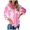 Pink, variant on ICHUANYI Womens Fashion Tie Dye Shirts Lapel Long Sleeve Button Blouses V Neck Casual Print Loose Tops with Pocket
