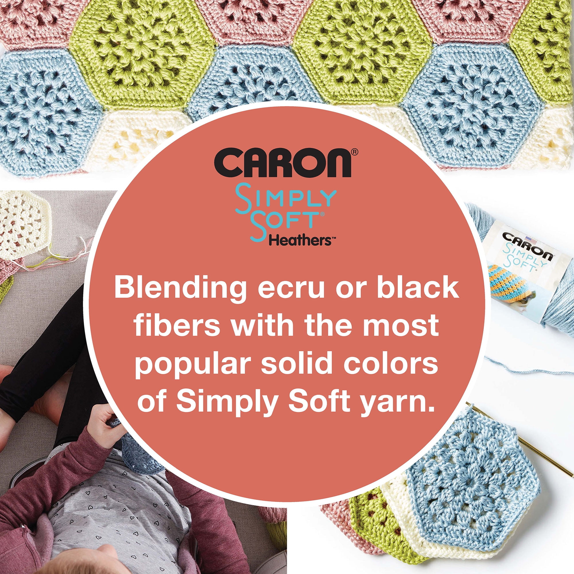 Caron® Simply Soft® Heathers™ #4 Medium Acrylic Yarn, Charcoal Heather 5oz/141.7g, 250 Yards (12 Pack)