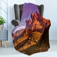 thumbnail image 4 of Arizona Soft Flannel Fleece Throw Blanket, Picturesque Grand Canyon Cliffs Rock in Formations Valley with Violet Sky, Cozy Plush for Indoor and Outdoor Use, 60" x 80", Multicolor, by Ambesonne, 4 of 5