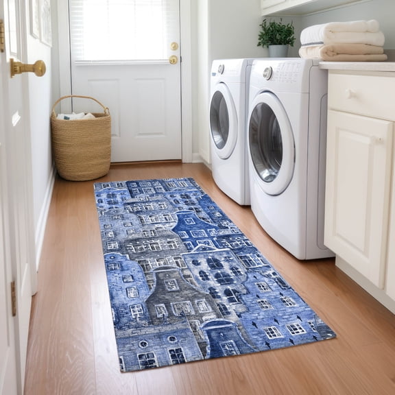 Addison Rugs Chantille Indoor/Outdoor Transitional Novelty Blue Washable Runner Rug, 2'3" x 7'6"