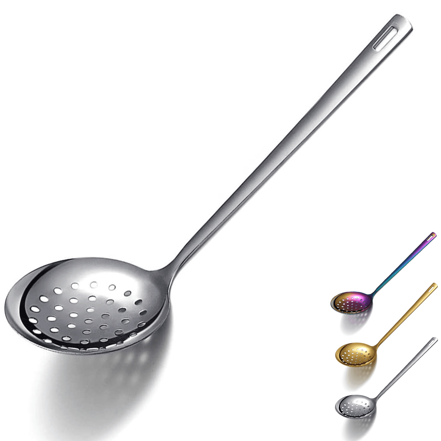 Buyer Star Soup Ladle Slotted Spoon Stainless Steel Cooking Spoon Skimmer Colander Strainer 11 inch Silver 