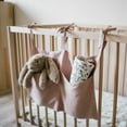 thumbnail image 1 of Bolsas de almacenamiento colgantes para cuna de bebé con correas ajustables, 2 bolsillos, organizador de lino para cuna de bebé, pañales, tela, juguetes, 1 of 7