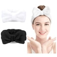 thumbnail image 1 of Diadema de spa – Paquete de 2 bandas para el cabello con lazo para mujer, banda para la cabeza de maquillaje facial, envolturas para la cabeza de lana de Coral suave para lavarse la cara en la ducha, 1 of 7