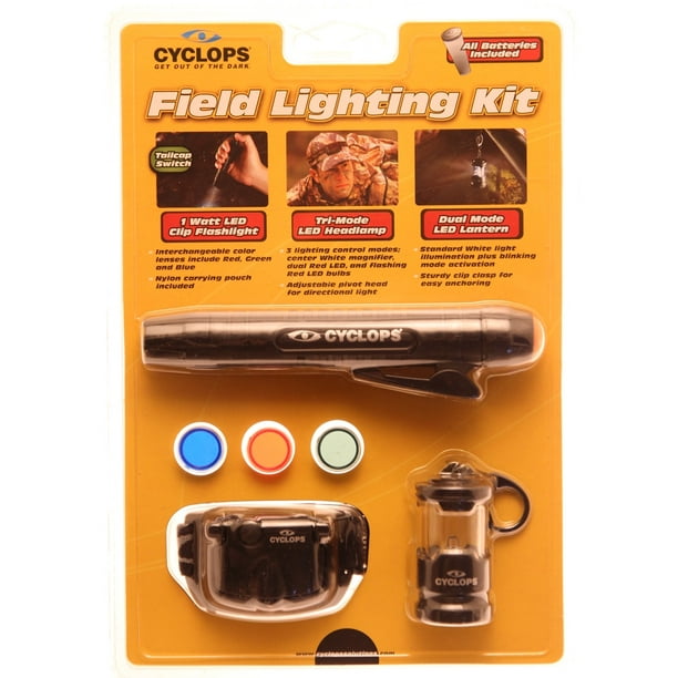 CYCLOPS LED Field Lighting Kit 3Piece Flashlight Headlamp Lantern CYC