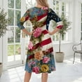 thumbnail image 6 of BOMYJESK Women's 250th Anniversary USA Flag Floral Maxi Dress 4th Of July 2026 Summer Dresses Boho Independence Day Midi Dresses Casual American Flag Floral Resort Wear Multicolor M, 6 of 6