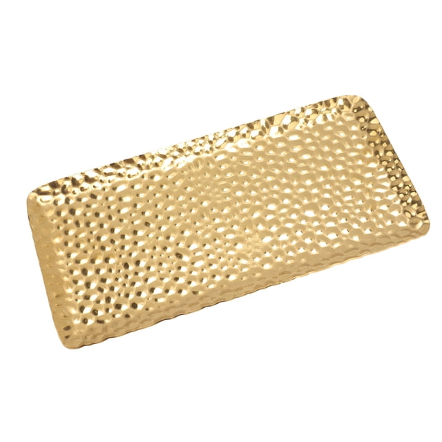 Rectangular Tray, Stainless Steel Decoration Hammered Tray Elegant For Bathroom Silver,Gold