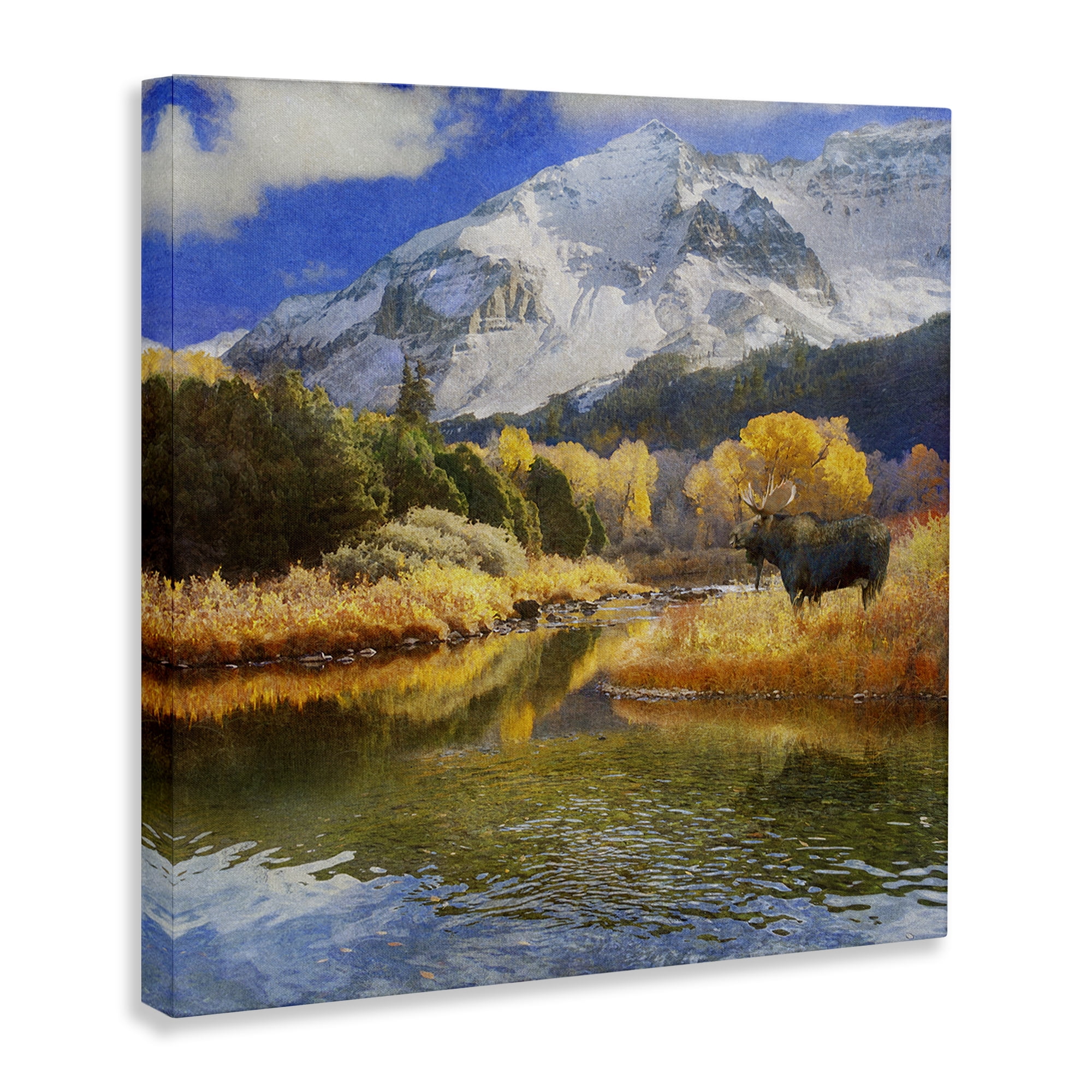 Stupell Industries Moose on Dolores River Landscape & Nature Photography Wrapped Canvas Art Print Wall Art, 36 x 36