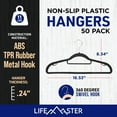 thumbnail image 2 of Lifemaster 50 Pcs. Dry Wet Clothes Hangers - Heavy Duty Coat Hanger Set with 360° Swivel Hook, Non-Slip, Space-Saving, Sleek Design - Accessory Tie Bar, Smart Strap Hooks, Non-Slip Pants Bar (Black), 2 of 7