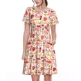 thumbnail image 1 of Bixox Robe d'Été à Manches Courtes pour Femmes Robe Ample Longueur Genou avec Poches-Icons de Pompier, 1 of 7