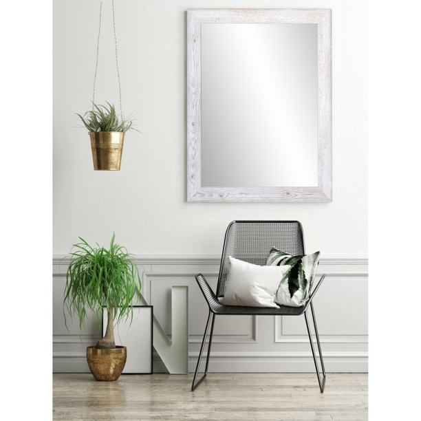 White Washed Farmhouse Accent Mirror White Washed