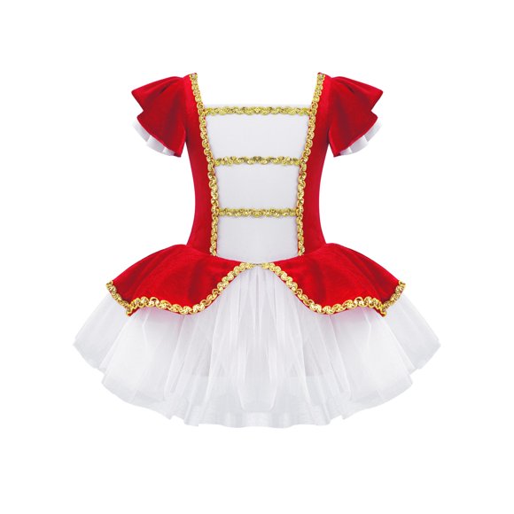 Runhomal Kids Girls Princess Ballet Dance Tutu Dress Christmas Halloween Fairytale Theme Party Performance Outfits Red 4