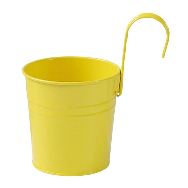 JIEMUCES Iron Hanging Flower Pot Balcony Planter with Detachable Hook Solid Color Herb Pot for Indoor Windows Garden Fence Railing