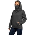 thumbnail image 3 of MaFYtyTPR Women's Cowl Neck Hoodie with Face Cover Casual Pullover Hooded Sweatshirt with Pocket Fall Winter Outdoor Warm Tops 01-Dark Gray S, 3 of 6