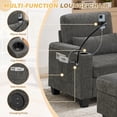 thumbnail image 4 of FFH Accent Chair with Storage Ottoman, Single Sofa Recliner with Adjustable Backrest, Storage Space, Charging Ports, Cup Holders and Phone Stand, Gray, 4 of 8