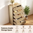 thumbnail image 3 of CHITOOMA Modern 5 Drawer Dresser for Bedroom, Fluted Wood Chest of Drawers with Gold Handles, Tall Storage Cabinet for Living Room, Natural, 3 of 8
