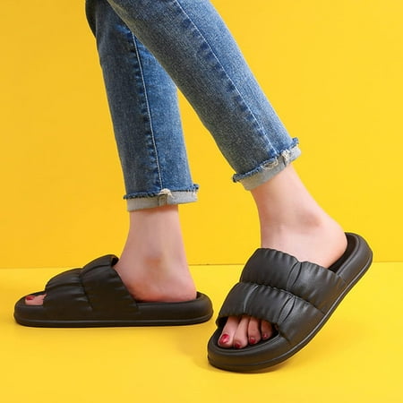 

Mens Womens Comfort Pillow Sandals Breathable House Bathroom Shower Shoes Flat Soft Sole House Slippers