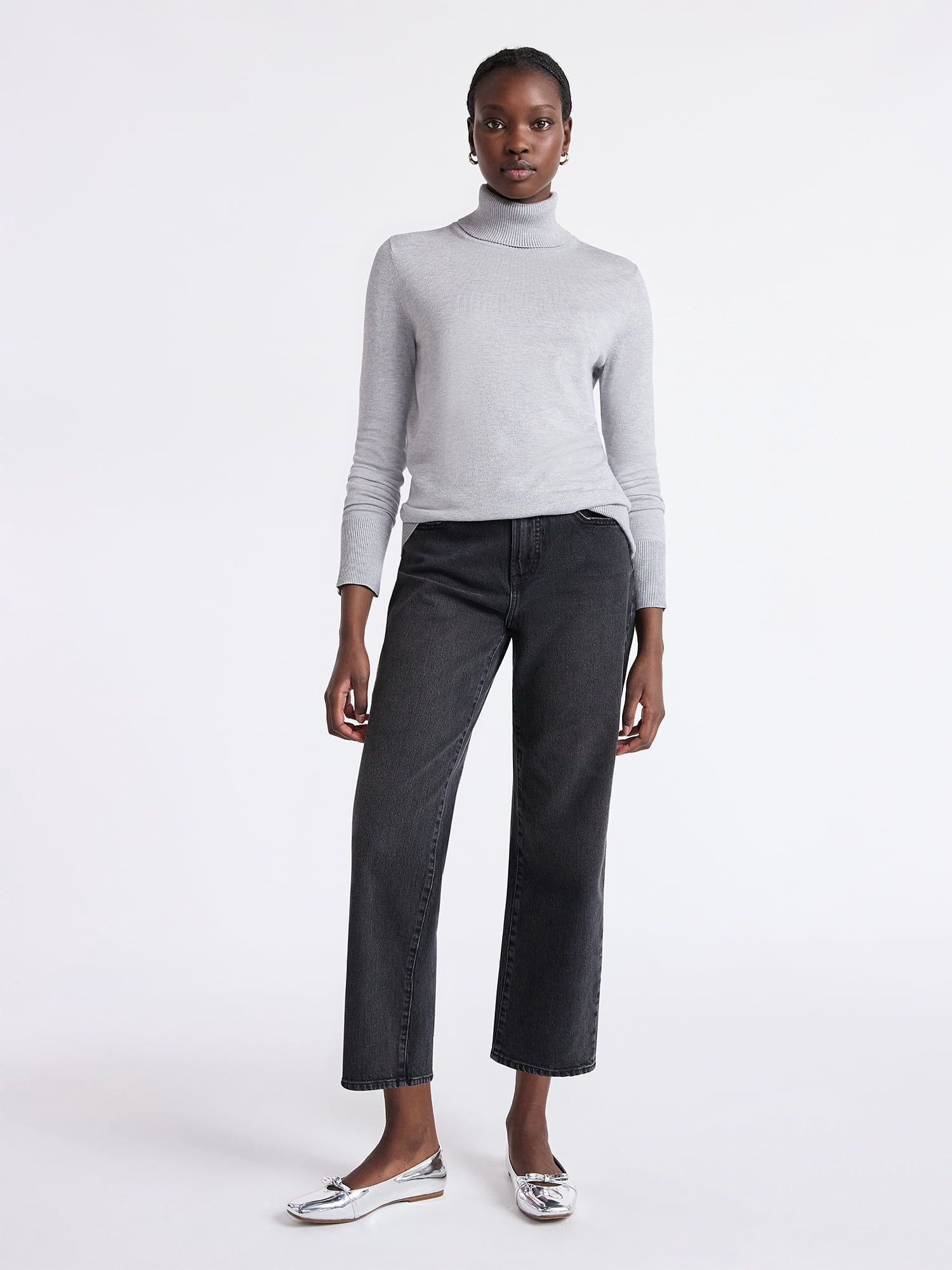 Free Assembly Women's Cozy Yarn Turtleneck Sweater with Long Sleeves, Sizes XS-XXL