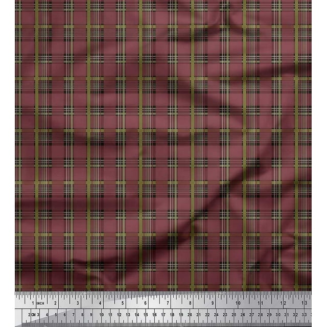 Soimoi Viscose Chiffon Fabric Plaid Check Print Fabric by The Yard 42 Inch Wide