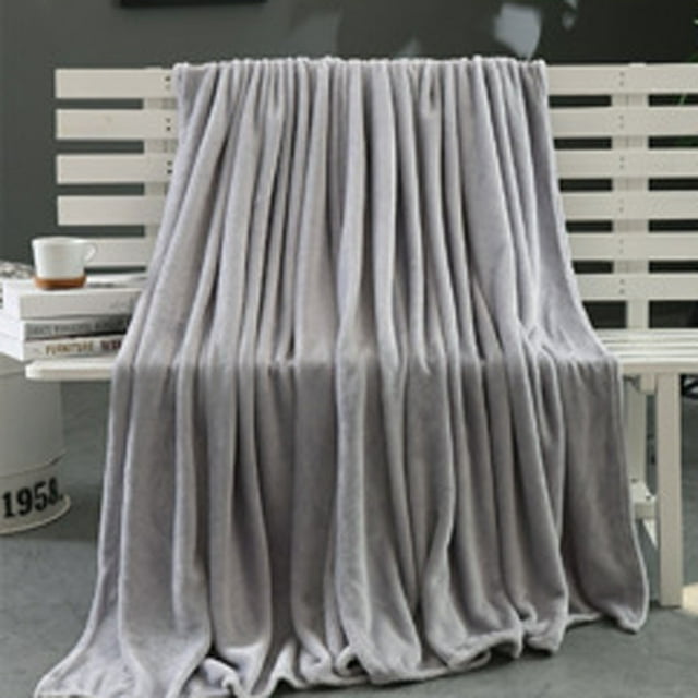 Riforla Couverture en Molleton Micro Peluche Super Douce et Chaude Unie Jeté Tapis Canapé Literie Couverture Gris