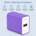 thumbnail image 3 of Compatible for iPhone Charger, 2Pack 6FT Light-ning Charging Cable with 18W Fast Charging Block USB Charging Brick Phone Charger, Wall Charger Block Adapter Compatible for iPhone14/13/12/11, Purple, 3 of 9