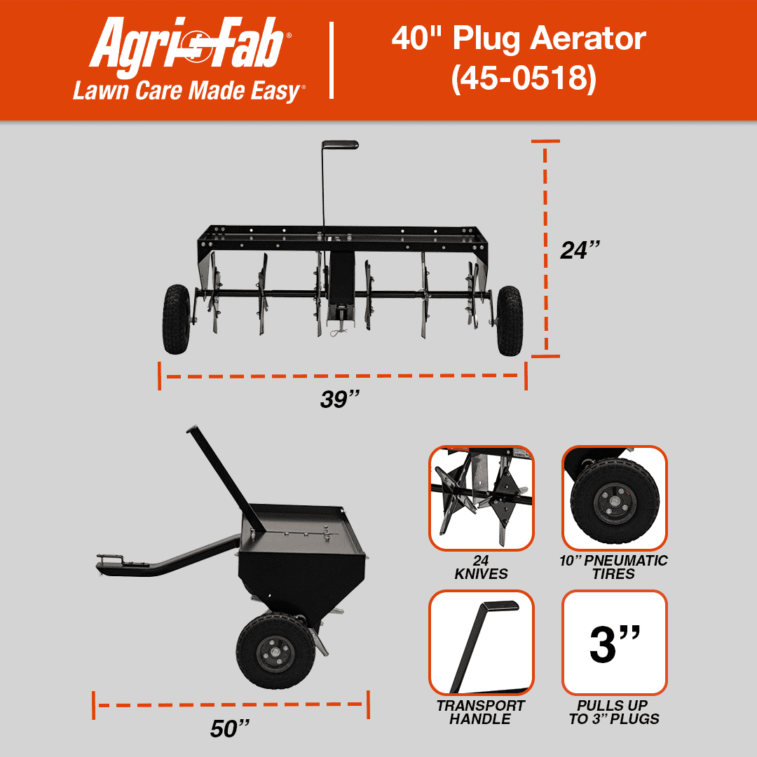 Agri-Fab 40" Plug Aerator Tow Behind Lawn Groomer - Model # 45-0518