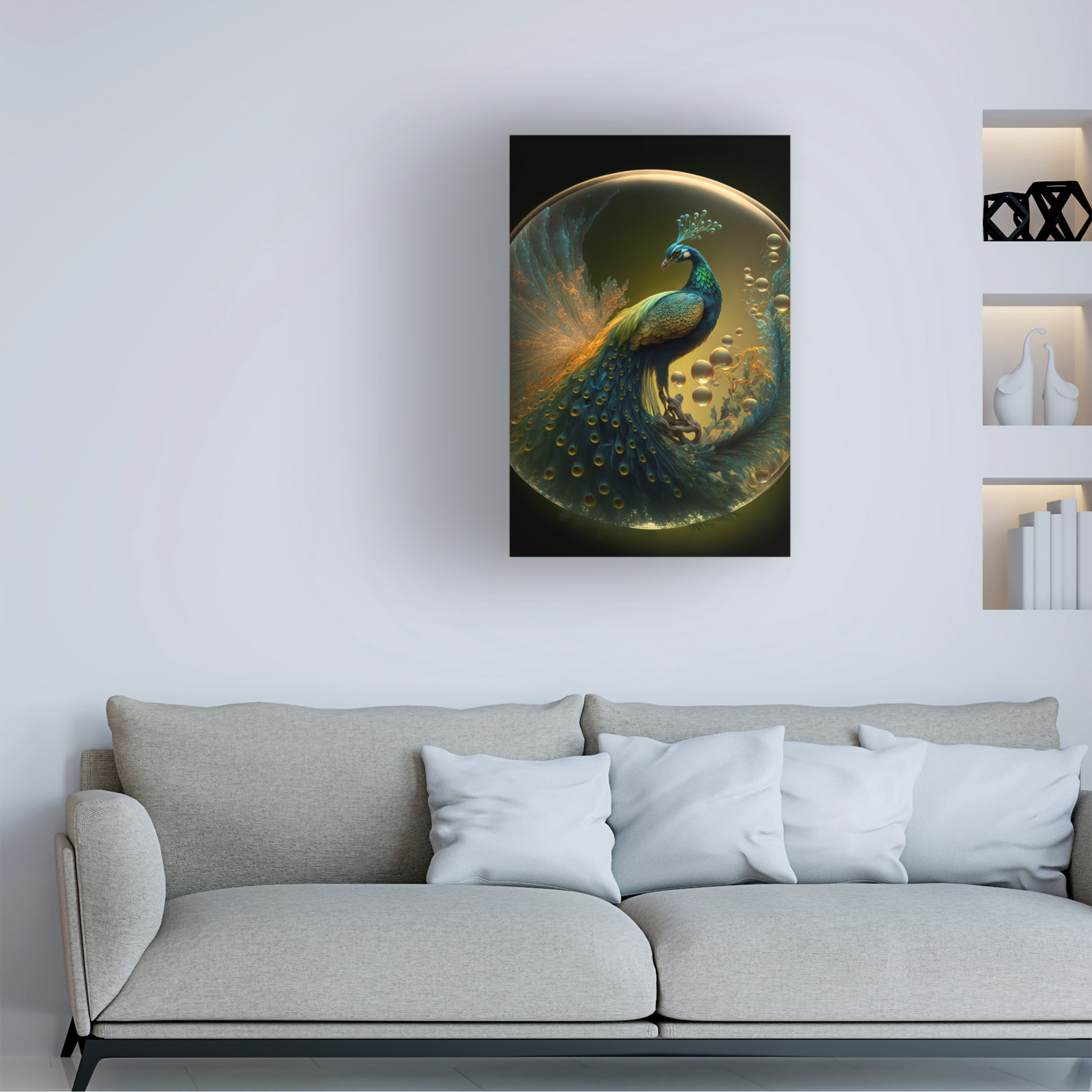 Canvas Wall Art - Ray Heere 'Proud Peacocks 26' Wall Art for Living Room, Bedroom, or Office DÃ©cor by Trademark Fine Art - 12 x 19 Inches