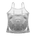 thumbnail image 4 of Sxiwei Kids Girls Spaghetti Shoulder Straps Dance Shirt Metallic Athletic Sports Camisole Tank Top Silver 6, 4 of 6