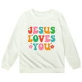 thumbnail image 4 of MIASHUI Chandail en Molleton Fille Manches Longues Doux Graphique Col Rond, Blanc, 5-6 Ans, 4 of 4