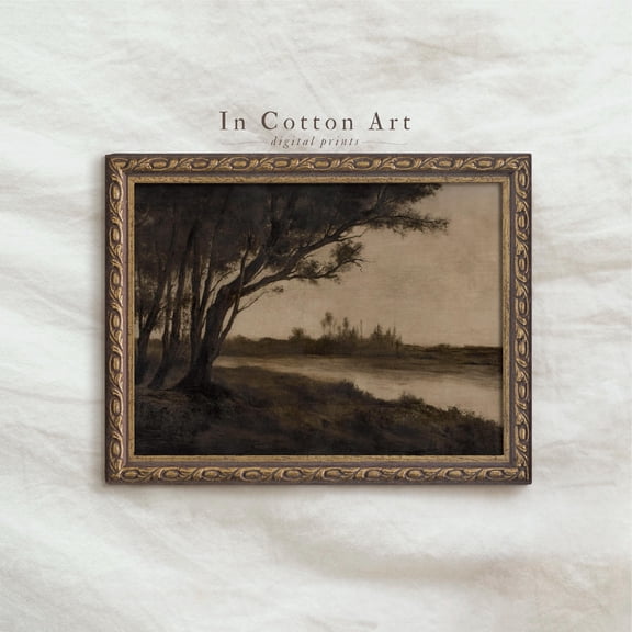 Moody Countryside Scenery / Vintage Rustic Wall Decor / Antique Dark Landscape Art Print / Nature Drawing | P186 UNFRAMED Poster, Wall Art for Decor, Present, 8x12