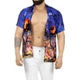thumbnail image 4 of LA LEELA Men's Short Sleeve Button Up Beach Caribbean Cruise Shirt Vacation Halloween Costumes Hawaiian Shirts for Men L Haunted Tree Night Blue, 4 of 7