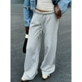 thumbnail image 6 of Womens Wide Leg Sweatpants Interior Sweat Pants with Pockets Elastic Waisted Lounge Casual Trousers Light Gray S, 6 of 9