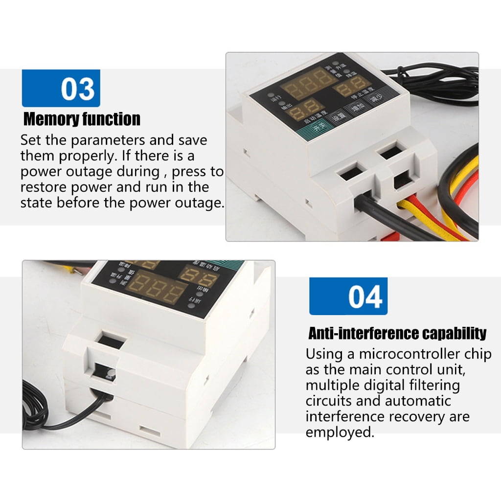 Thermostat Temperature Controller with Memory Function Triple Display