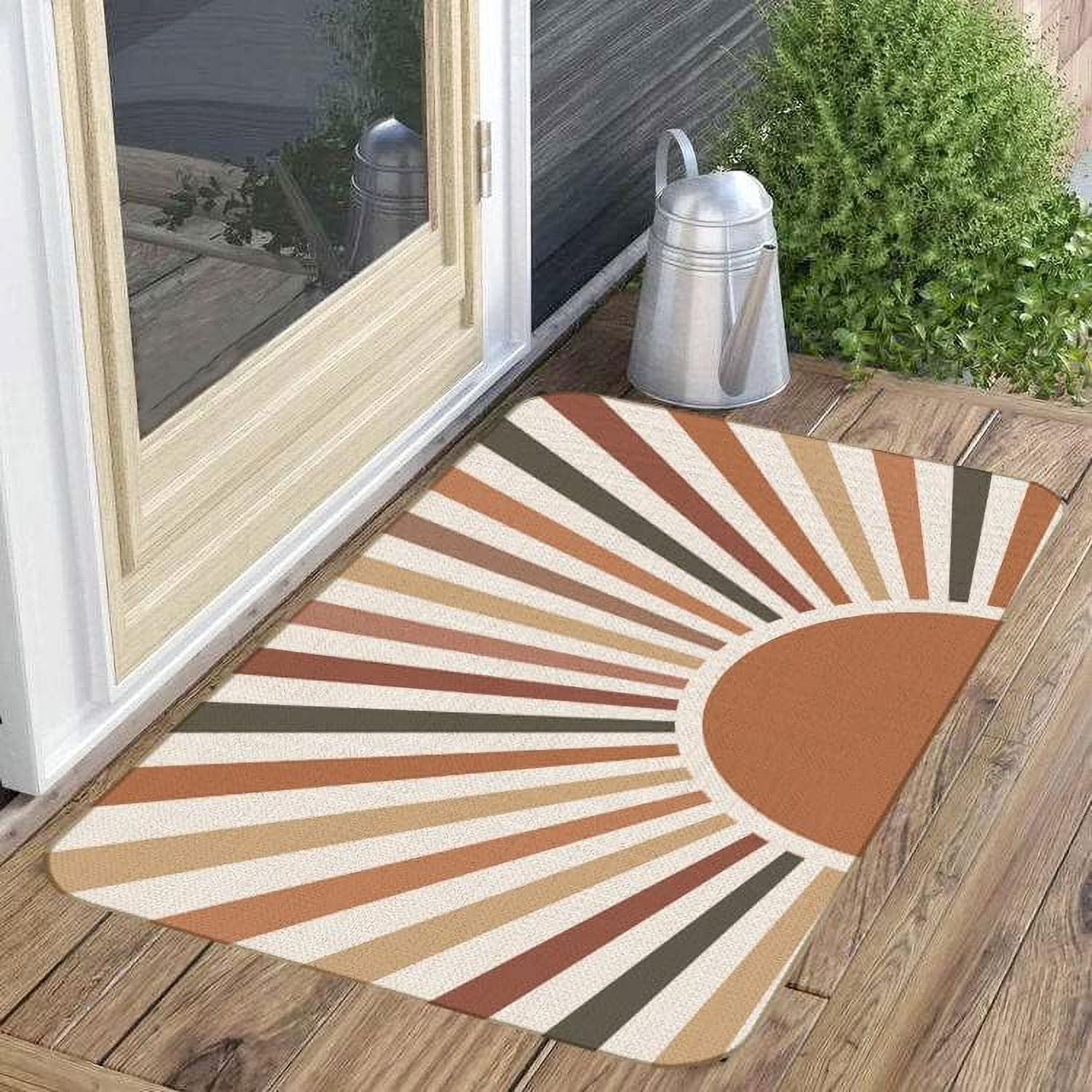 Minimalist Abstract Boho Neutral Sun Sunrise Sunset Colorful Sunshine Door Mat 17x30 Inch Indoor Outdoor Entrance Doormat Decor for Bohemian Home Office Nursery,Boho Lover Girls Women Gifts