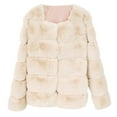 thumbnail image 2 of Women's Plus Size Short Faux Fur Jacket - Long-Sleeve Warm Furry Casual Outerwear, Beige, L, 2 of 3