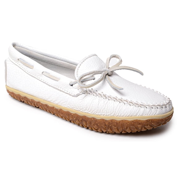 Minnetonka Women's Deerskin Tread, White, Size 9.5