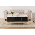 thumbnail image 3 of GAOMON Modern Faux Marble Coffee Table, Coffee Table with 4 Glass Doors, 4 Drawers, Gold Metal Legs,Durable Luxury Design Coffee Table for Living Room,Black, 3 of 8