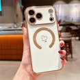 thumbnail image 1 of For iPhone 17 Pro Case Compatible with MagSafe Electroplated TPU Phone Cover Hollow Love Hearts - Da, 1 of 4